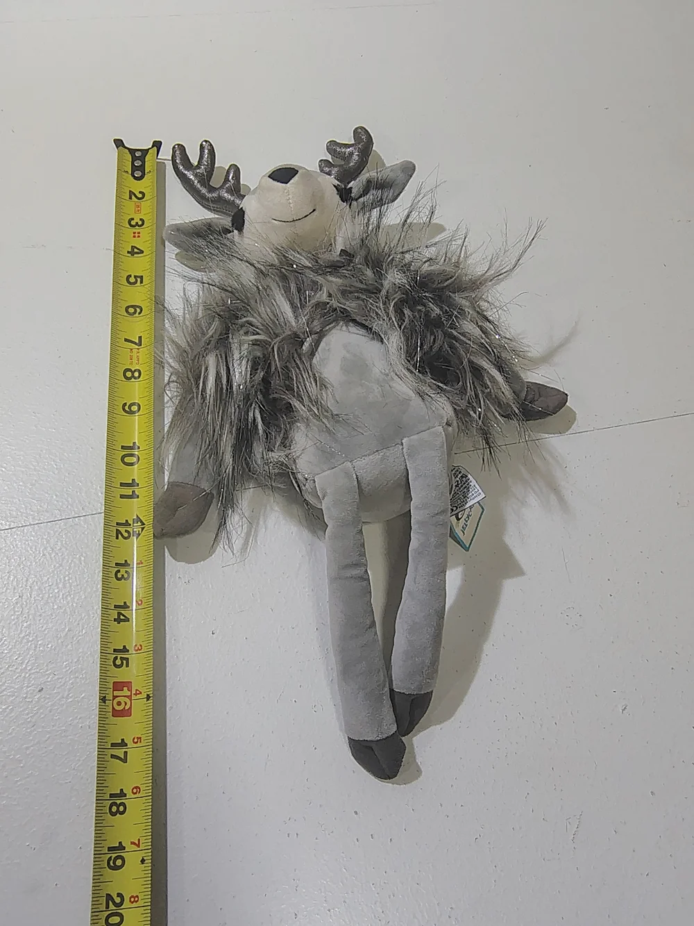 Jellycat Gray Faux Fur Reindeer with Metallic Antlers